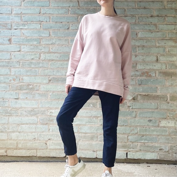 COS Pink Sweatshirt Dusty Rose Oversized Crew Neck Drop Sleeve Sweater - Picture 5 of 14